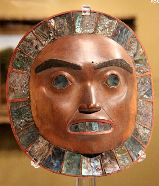 Tsimshian culture frontlet mask (Amhalayt) (c1880) from British Columbia at Montreal Museum of Fine Arts. Montreal, QC.