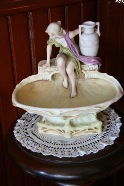 Ceramic statue in billiard room in Saskatchewan Government House. Regina, SK.