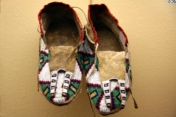Beadwork moccasins (perhaps Dakota) at Royal Saskatchewan Museum. Regina, SK.
