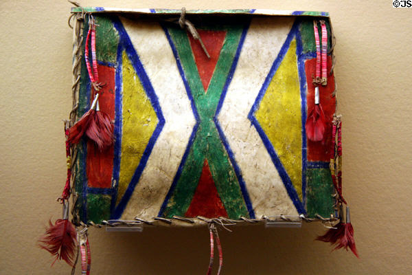Rawhide container (perhaps Dakota) at Royal Saskatchewan Museum. Regina, SK.