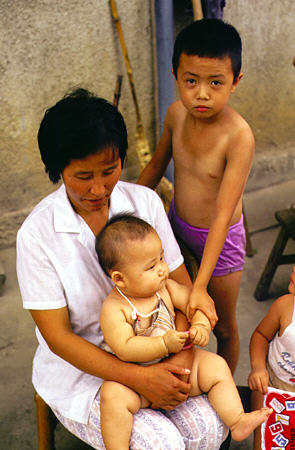 Young family in a tea-growing village in Hangzhou. China.