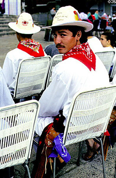 Dancers in colorful dress in San José. Costa Rica.