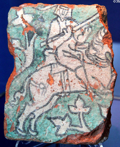Glazed terracotta fragment of the tomb of Pope Benedict V (last quarter 13thC) at Hamburg History Museum. Hamburg, Germany.