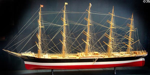 Five-mast full-rigged model of vessel Preussen, built in 1902 at Bremerhaven at Hamburg History Museum. Hamburg, Germany.