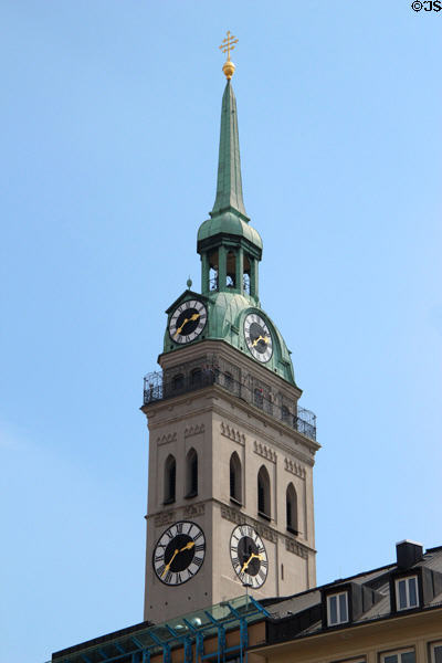 Tower (1386)of Peterskirche. Munich, Germany.