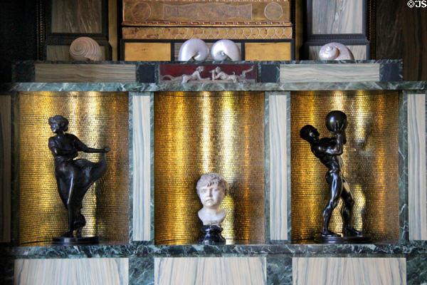 Sculptures by Franz von Stuck on Sin Altar at Villa Stuck Museum. Munich, Germany.
