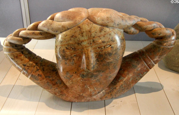 Carved stone Sedna with Braid (mythological Mother of the Sea) (c1980) by David Ruben Piqtoukun from Paulatuk, Mackenzie Delta, Canada at Five Continents Museum. Munich, Germany.