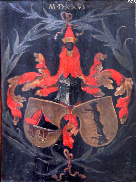 Shield of Hieronymus Holzschuher painting (1526) by Albrecht Dürer at Berlin Gemaldegalerie. Berlin, Germany.