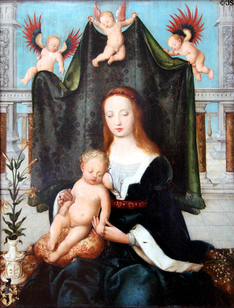 Maria with sleeping Christ Child painting (c1520) by Hans Holbein the Elder at Berlin Gemaldegalerie. Berlin, Germany.