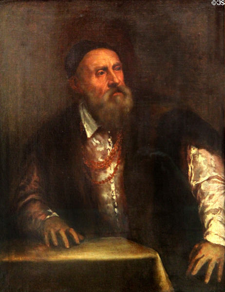 Self portrait (16thC) by Titian at Berlin Gemaldegalerie. Berlin, Germany.