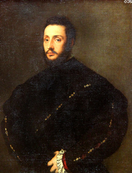 Portrait of bearded young man (1525) by Titian at Berlin Gemaldegalerie. Berlin, Germany.