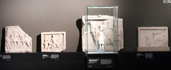 Greek or Roman carved grave stones at Pergamon Museum. Berlin, Germany.