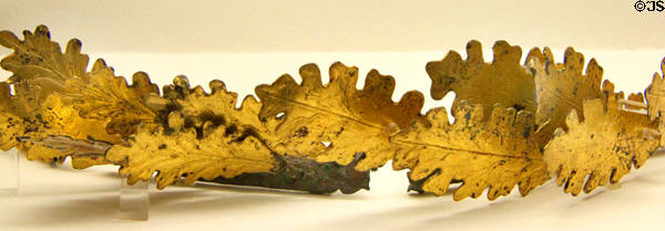 Hellenic copper wreath of oak & laurel leaves at Pergamon Museum. Berlin, Germany.