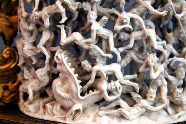 Detail of Last Judgment ivory carving (1st half 18thC) from Naples at Bode Museum. Berlin, Germany.