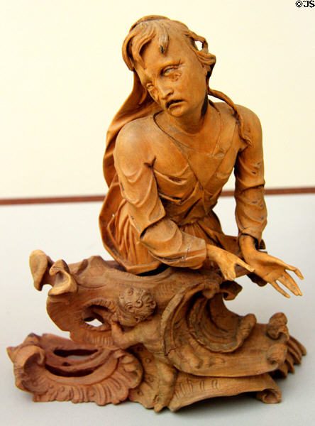 Symbolic Representation of Fear linden wood carving (mid 18thC) set of Four Last Things from southern Germany at Bode Museum. Berlin, Germany.