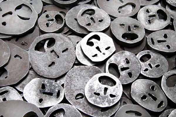 Fallen Leaves sculpture by Menashe Kadishman symbolizes faces of victims at Jewish Museum Berlin. Berlin, Germany.
