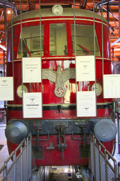 Electric express train locomotive (1938) integrated into Nazi party propaganda war machine at German Museum of Technology. Berlin, Germany.