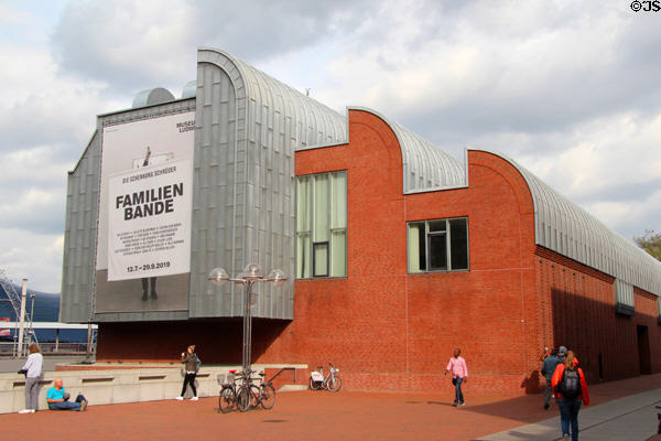 Ludwig Museum (1986) located between Cologne Cathedral & Rhine River, housing a major collection of modern art. Köln, Germany. Architect: Peter Busmann & Godfrid Haberer.