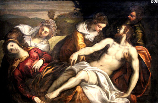 Lamentation of Christ painting (c1575) by Jacopo Tintoretto & studio at Wallraf-Richartz Museum. Köln, Germany.
