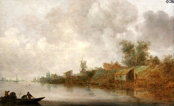 River Landscape with Fishing Barges painting (1642) by Jan van Goyen at Wallraf-Richartz Museum. Köln, Germany.