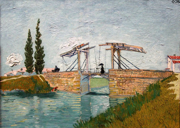 Drawbridge at Arles painting (1888) by Vincent van Gogh at Wallraf-Richartz Museum. Köln, Germany.