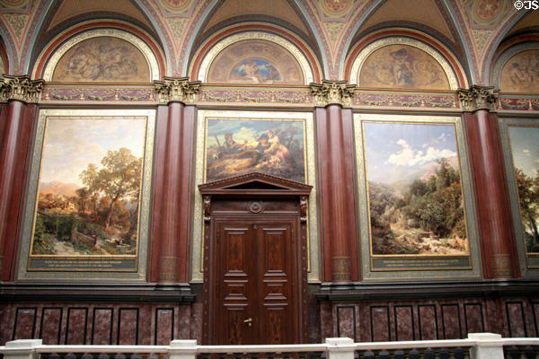 Paintings at top of staircase at Hamburg Fine Arts Museum. Hamburg, Germany.
