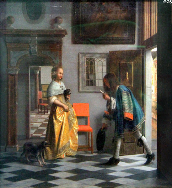 Messenger of Love painting (c1670) by Pieter de Hooch at Hamburg Fine Arts Museum. Hamburg, Germany.