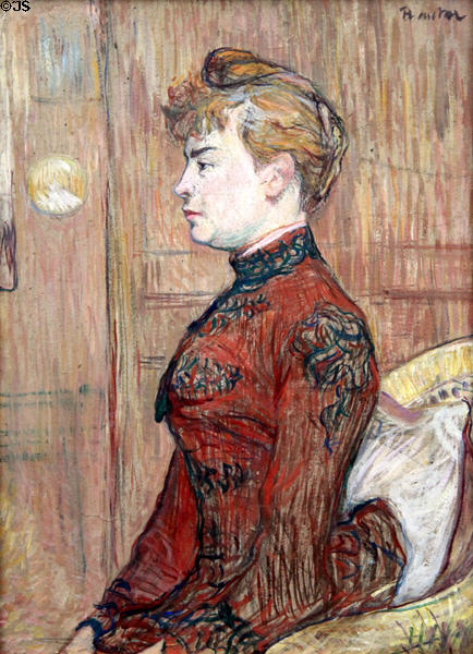 Portrait Study of Woman's Profile painting (1890) by Henri de Toulouse-Lautrec at Hamburg Fine Arts Museum. Hamburg, Germany.