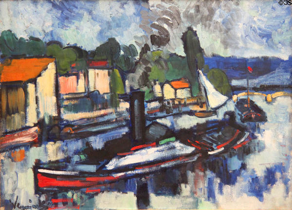 Tugboat painting (1908-10) by Maurice de Vlaminck at Hamburg Fine Arts Museum. Hamburg, Germany.