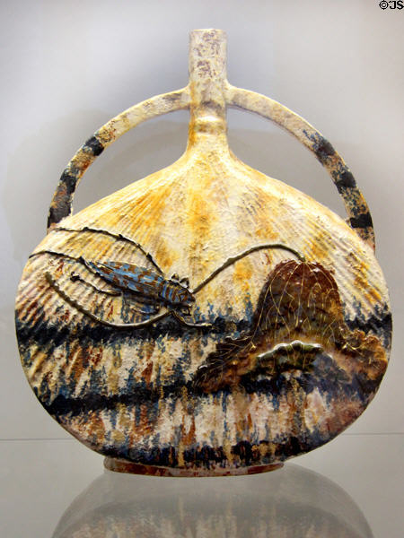 Ceramic vase with cricket (c1890) by Emile Gallé at Hamburg Decorative Arts Museum. Hamburg, Germany.