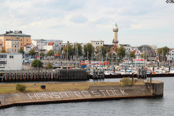 Rostock small boat harbor at Warnemünde Lighthouse. Rostock, Germany.