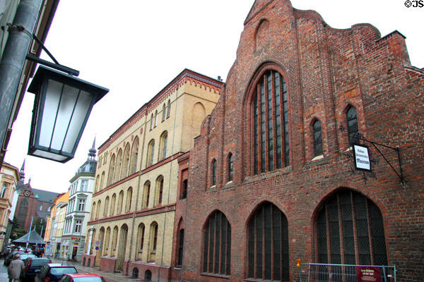 Streetscape along Mönchstrasse with Cultural-historical Museum. Stralsund, Germany.