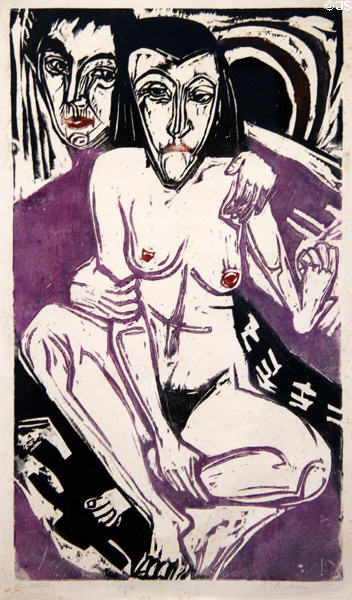 Melancholy Girl painting (1922) by Ernst Ludwig Kirchner at Schleswig Holstein State Museum. Schleswig, Germany.