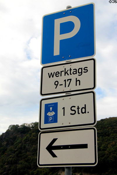 Parking regulations along the Rhine River. Germany.