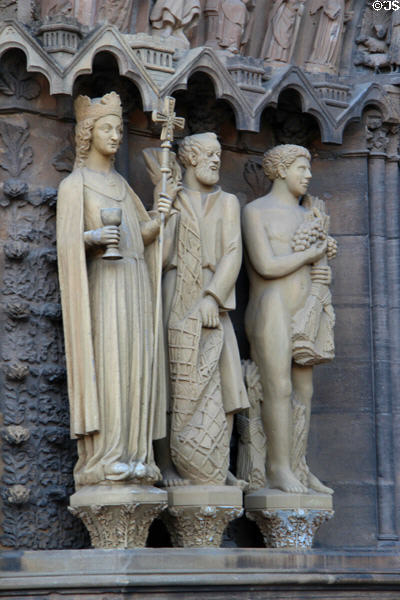 Statues next to Liebfrauenkirche main portal. Trier, Germany.