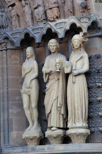 Statues next to Liebfrauenkirche main portal. Trier, Germany.