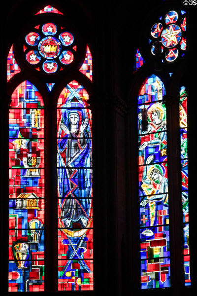 Modern stained glass windows, installed after WWII, at Liebfrauenkirche. Trier, Germany.
