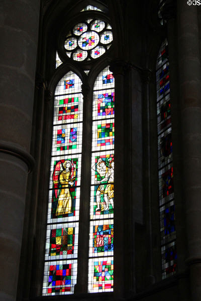 Modern stained glass windows, installed after WWII, at Liebfrauenkirche. Trier, Germany.