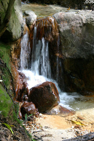 Waterfall along trail to sulphur springs in Soufrière Sulphur Springs National Park. Soufrière, Dominica.
