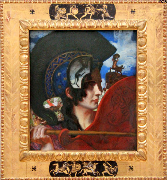 Fighting Amazon painting (1897) by Franz von Stuck at Lenbachhaus. Munich, Germany.