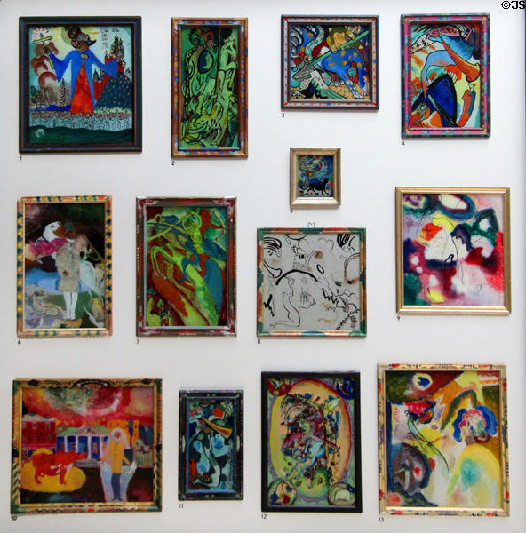 Reverse glass paintings (1911-4) by Wassily Kandinsky at Lenbachhaus. Munich, Germany.