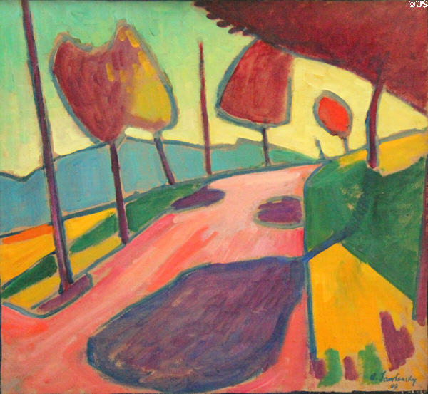 Murnau Landscape painting (1909) by Alexej von Jawlensky at Lenbachhaus. Munich, Germany.
