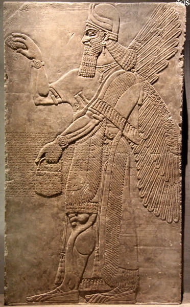 Assyrian two winged genie (c870 BCE) from Nimrud NW Palace of Kings at Museum Ägyptischer Kunst. Munich, Germany.