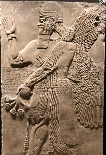 Assyrian two winged genie (c870 BCE) from Nimrud NW Palace of Kings at Museum Ägyptischer Kunst. Munich, Germany.