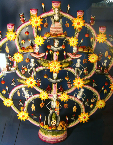 Mexican Day of the Dead figures at folk art Collection Gertrud Weinhold. Munich, Germany.