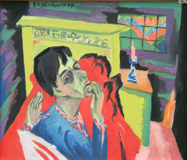 Self-portrait as Ill man painting (1918) by Ernst Ludwig Kirchner at Pinakothek der Moderne. Munich, Germany.