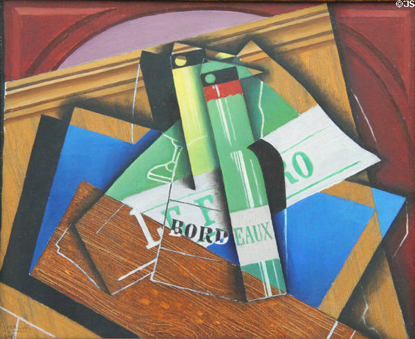 Bordeaux Bottle painting (1915) by Juan Gris at Pinakothek der Moderne. Munich, Germany.