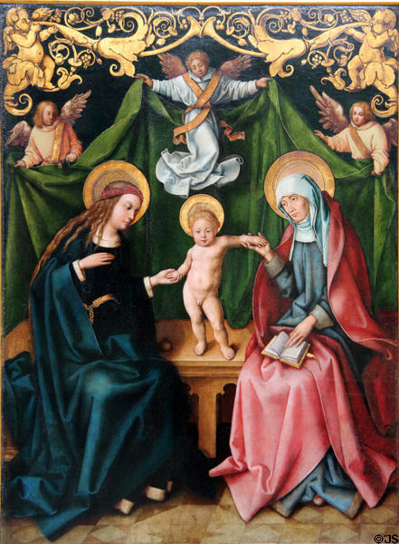 Virgin & Child with St Anne painting (1512) one of four panels by Hans Holbein Elder in Municipal Art Gallery at Schaezler Palace. Augsburg, Germany.