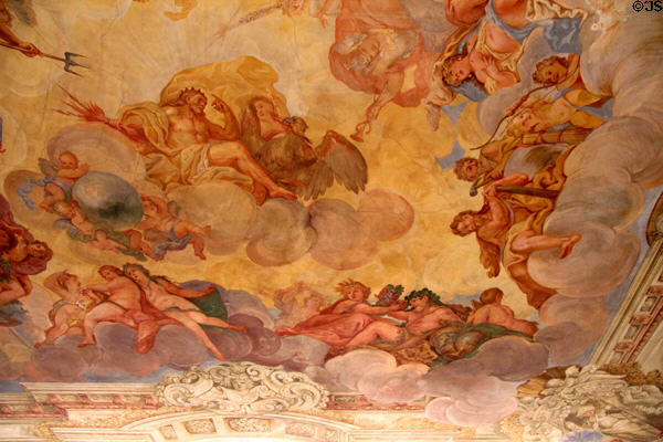 Rococo painting with scenes from Greek Mythology at Maximilian Museum. Augsburg, Germany.