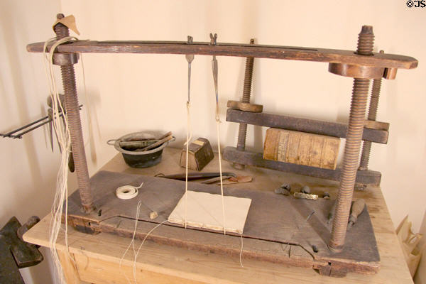 Workshop of a bookbinder, trade of Leopold Mozart's father who worked in what is now Mozarthaus Museum. Augsburg, Germany.